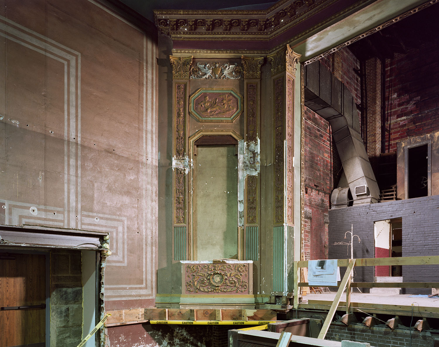 A view of the 1927 plasterwork remaining intact in the Lyric Theatre