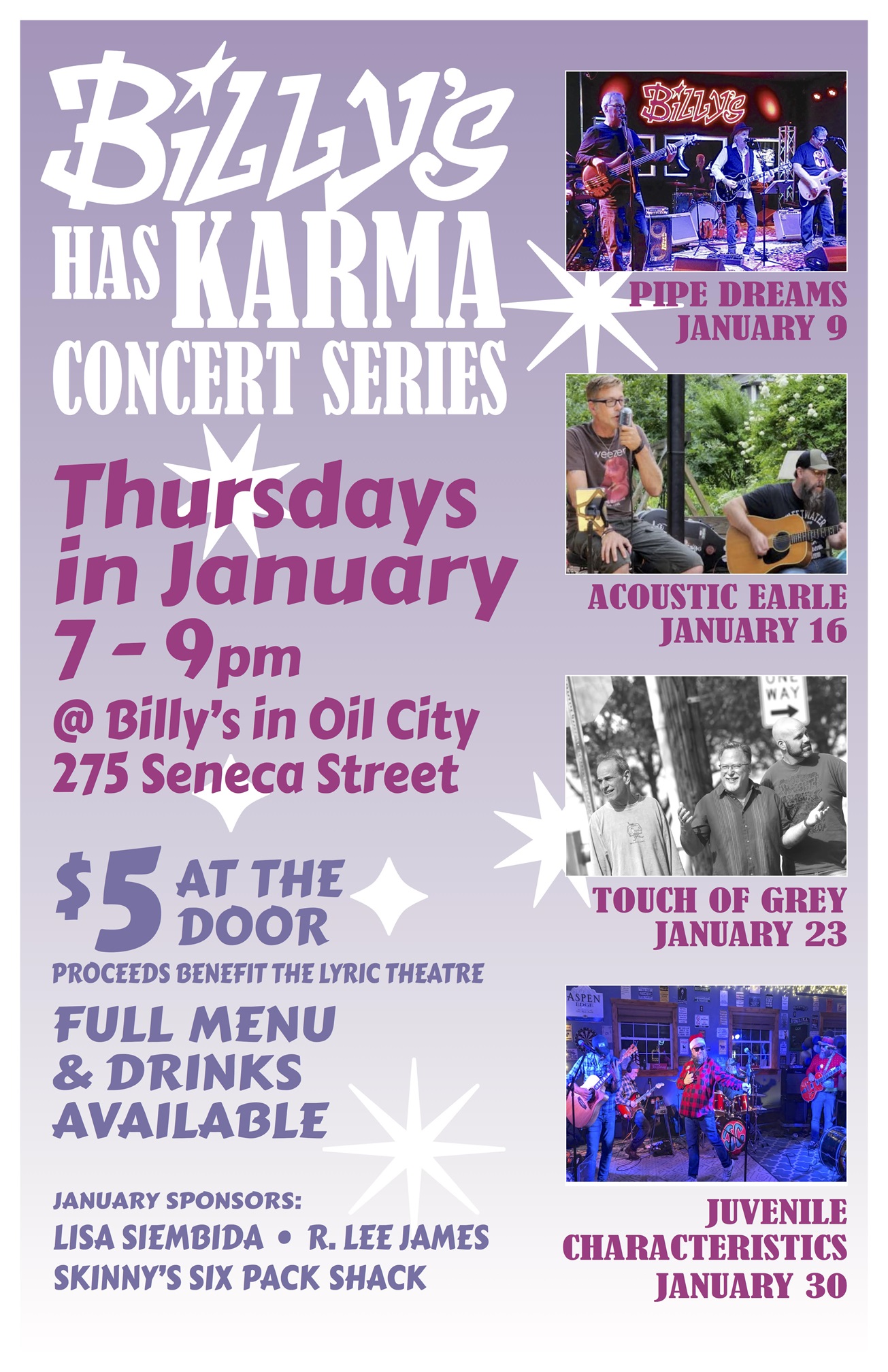 January 2025 Karma Concert line up.